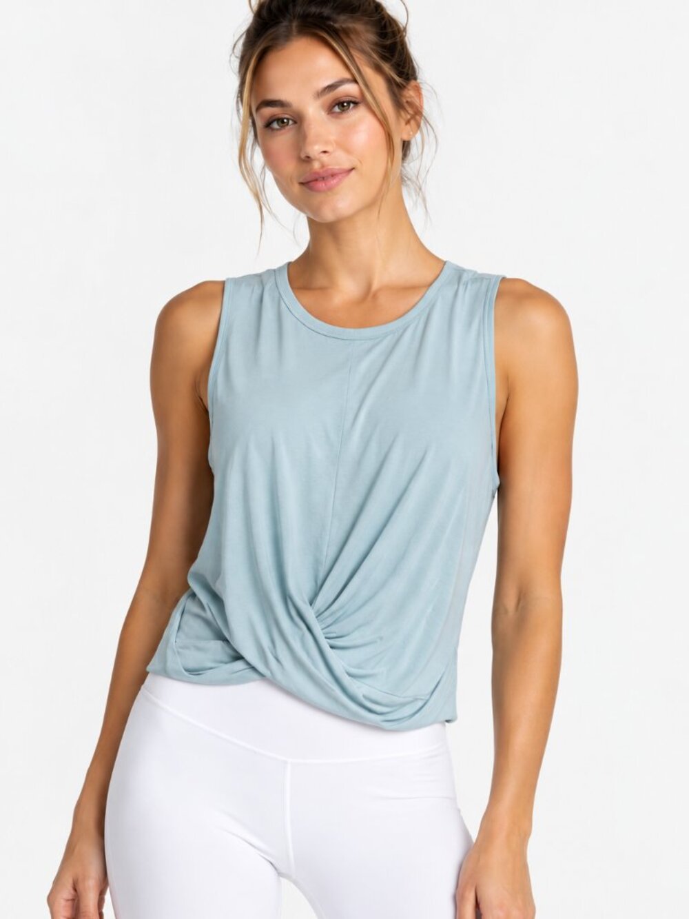 Alo Yoga Light Blue Twist Front Sleeveless Tank Top Size Small
